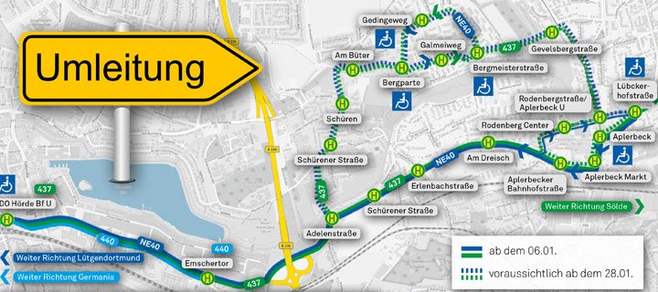 DSW21 ändert Fahrpläne - Umleitungen rund um die Schüruferstraße zwischen Aplerbeck und Hörde