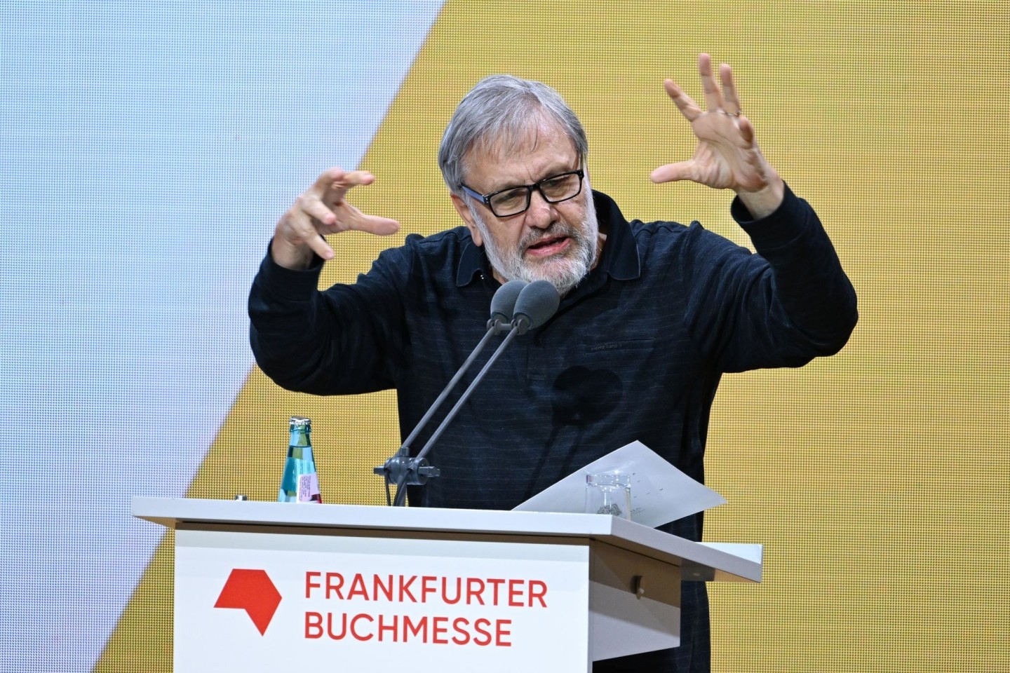 Der slowenische Philosoph Slavoj Zizek bei der Eröffnungsfeier der Frankfurter Buchmesse.