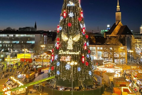 Größter Weihnachtsbaum der Welt wird feierlich erleuchtet